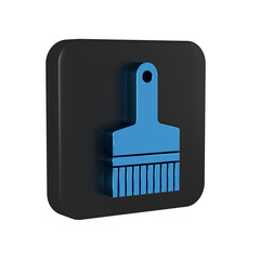 Poster - Blue Paint brush icon isolated on transparent background. Black square button.