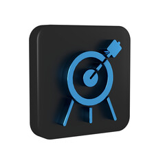 Poster - Blue Target sport icon isolated on transparent background. Clean target with numbers for shooting range or shooting. Black square button.