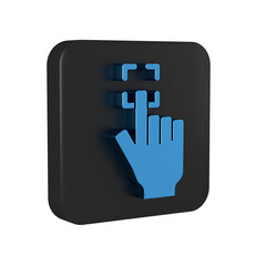 Sticker - Blue Fingerprint icon isolated on transparent background. ID app icon. Identification sign. Touch id. Black square button.