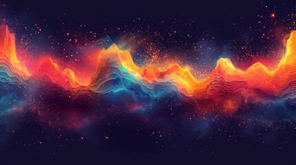 Wall Mural - Colored background of abstract sound wave. Abstract flowing wavy, smoke lines. Vibrant colorful digital dynamic wave.