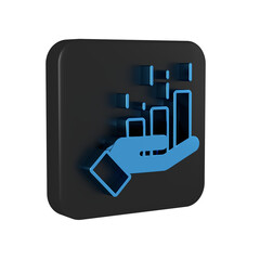 Poster - Blue Financial growth increase icon isolated on transparent background. Increasing revenue. Black square button.