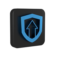 Canvas Print - Blue Financial growth increase icon isolated on transparent background. Increasing revenue. Black square button.