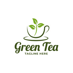 Wall Mural - Natural green tea cup for logo design concept editable.