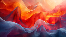 Abstract Red, Blue And Orange Background With Waves