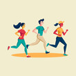 People jogging. Flat graphic vector illustration.