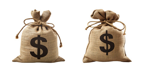 bag of money isolated on transparent background