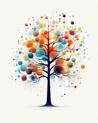 Wall Mural - Minimalist pixel art of a colorful tree on a white background - aesthetic and creative artwork