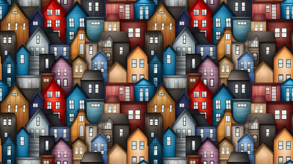 Wall Mural - Modern city street seamless pattern in the style of Cubism, Neoplasticism and Bauhaus. Perfect for design, printing, web design