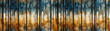Modern landscape trees seamless pattern in the style of Cubism, Neoplasticism and Bauhaus. Perfect forest for interior design