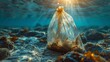 Sac plastique flottant sous l'eau : Impact de la pollution marine