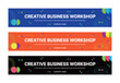 This is a set of modern style business banner design templates for schools, companies, lectures, workshops, events, and presentations.