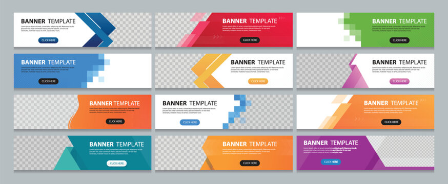 set of horizontal abstract web banner design template background gradients color. suitable for web a