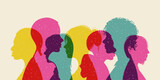 Fototapeta Młodzieżowe - Group of different women in risograph style.Diversity concept, feminism.International Women's Day and History Month.Vector stock illustration.