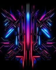 Wall Mural - neon lines in cyberpunk style, ultra: a futuristic abstract background with glowing curves and shape