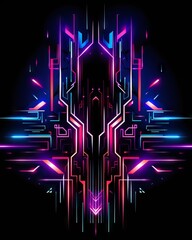 Wall Mural - neon lines in cyberpunk style, ultra: a futuristic abstract background with glowing curves and shape