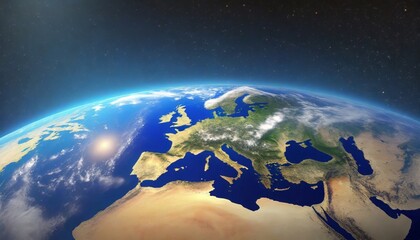 Wall Mural - beautiful view of planet earth and europe seen from space