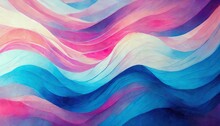Hand Drawn Abstract Dynamic Colorful Waves Pattern Collage Contemporary Print With Creative Waves Pattern With Blue And Pink Colors Abstraction Texture Artistic Vertical Template For Design