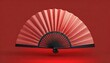 chinese folding fan on red background