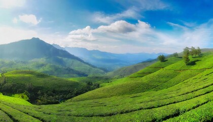 Wall Mural - tea plantations panorama munnar india