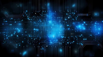 Abstract technology background with circuit board and blue lights, Generative AI illustrations.