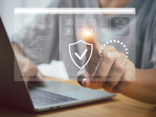 Wall Mural - technological security, updating internet safety information with artificial intelligence technology