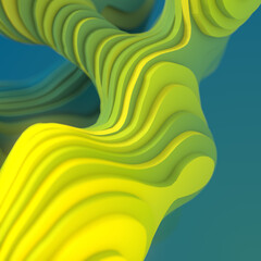 Poster - Intricate design in bright yellow on a blue background. 3d rendering digital illustration