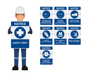 Wall Mural - Set of industrial sign with worker