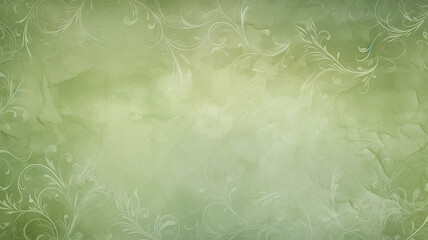 Wall Mural - vintage green wallpaper with barely noticeable floral ornament, background with a copy space