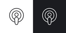 Podcast icon designed in a line style on white background.