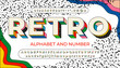 © Pro_Vector - Colorful vintage retro 3D typeface. Decorative letters in 70s, 80s, 90s Style. Set contains big and small letters, digits and symbols. Vector illustration