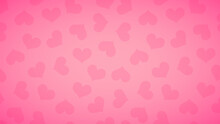 Cute Pink Heart Background. Vector Love Hearts Texture On Soft Gradient Pink Background. Valentines Day Wallpaper, Abstract Minimal Design.