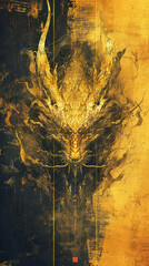 Wall Mural - abstract retro grunge art: a creative explosion of color and texture on an ancient yellow wallpaper