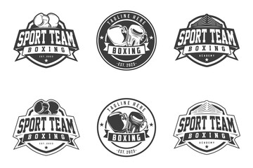 Boxing club logos labels emblems badges set, Boxing logo, emblem set collection, design template