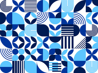modern white, dark and light blue abstract geometric pattern background. vector sleek vintage tile, 