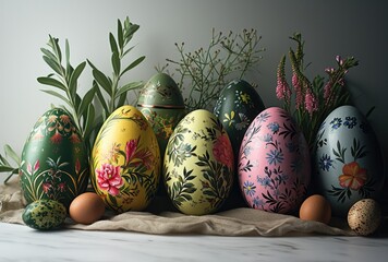 Canvas Print - Some painted easter eggs have beautiful designs in them