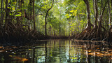 Fototapeta Krajobraz - A mangrove forest with rich diverse aquatic and bird life.