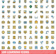 © ylivdesign - 100 learning icons set. Color line set of learning vector icons thin line color flat on white