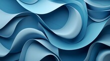 3d Render, Abstract Blue Geometric Background With Twisted Shapes, Square Cards With Rounded Corners  