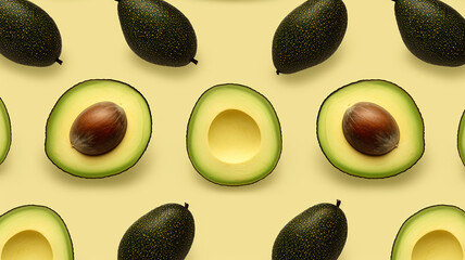 Wall Mural - avocado cross section pattern beige