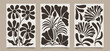 Set of wall posters. Contemporary tapestries with bohemian flowers and plants. Wall posters in the style of Matisse. 