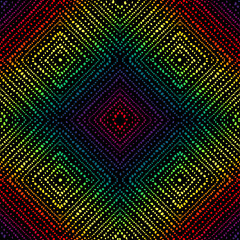 Aufkleber - Ethnic tribal style with colorful small dots on a black background. Decorative mosaic. Vector Seamless illustration.