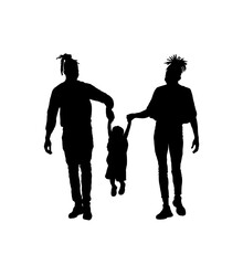 Wall Mural - Family mom and dad walking together with kids children vector