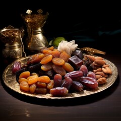 Divine Delights: Indulging in a Platter of Luscious and Succulent Dates, Golden Delights of Exquisite Temptation