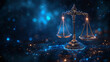 scales of justice on a dark background, in the style of futuristic digital art, international law concept with scales, generative ai