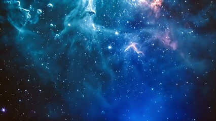cosmic traveling through star fields in space. deep space nebula loop background with glowing star a