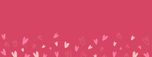 Cute Valentine Background With Hand Drawn Hearts On Pink Background. Vector Banner, Postcard, Background.The 14th Of February. Vector EPS 10