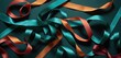 © Jevjenijs - a close up of a bunch of ribbons on a green surface with red, orange, and green ribbons in the middle of the ribbon and the middle of the streamers.