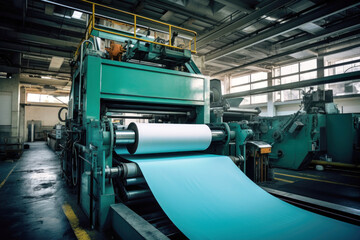 Wall Mural - Paper production machine. Powerful modern equipment for the production of coated paper. Paper industry.