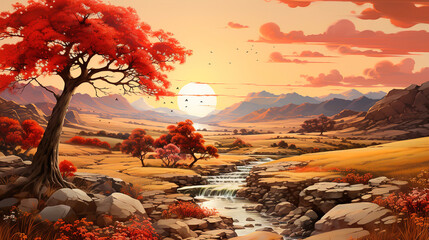 Wall Mural - autumn landscape in the mountains