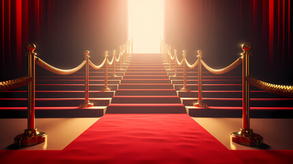 Luxurious and elegant red carpet staircase, holiday awards ceremony event